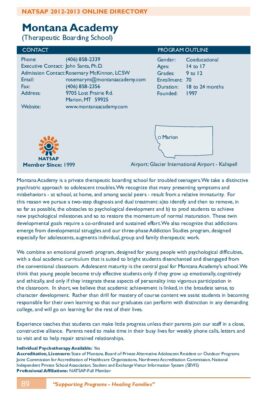 Montana Academy 2012-2013 NATSAP Profile