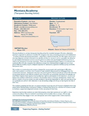Montana Academy 2015-2016 NATSAP Profile