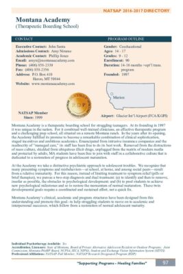 Montana Academy 2016-2017 NATSAP Profile