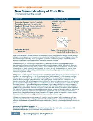 New Summit Academy Of Costa Rica 2015-2016 NATSAP Profile