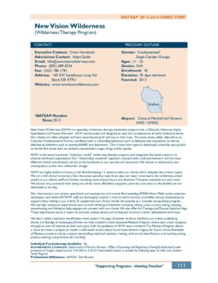 New Vision Wilderness 2015-2016 NATSAP Profile