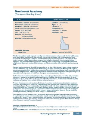 Northwest Academy 2015-2016 NATSAP Profile