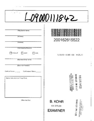 Sequel Of Florida Articles Of Organization