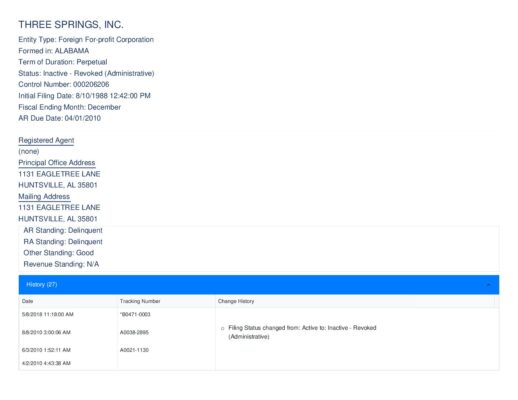 Three Springs Filings