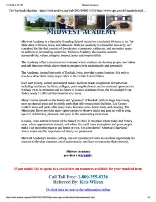 Midwest Academy Website 2005