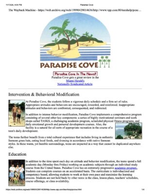 Paradise Cove Website 1999