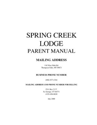 Spring Creek Lodge Parent Manual 2000