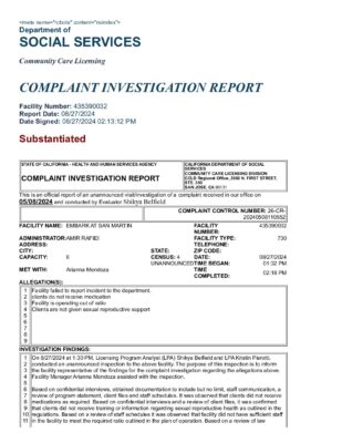 Embark At San Martin — Complaint Investigation Report (August 2024)