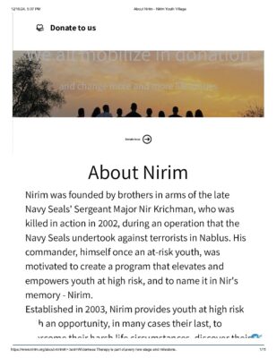 Nirim Youth Village — Program Brochure