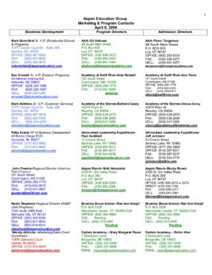Aspen Education Group Marketing And Program Contacts