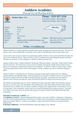 Auldern Academy 2009 NATSAP Profile