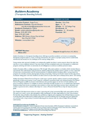 Auldern Academy 2015-2016 NATSAP Profile