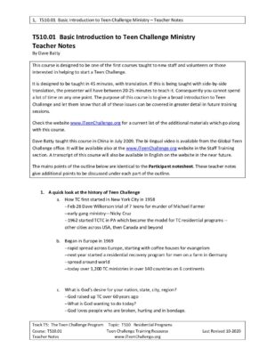 Basic_Introduction_To_Teen_Challenge_Ministry-Teacher_Notes
