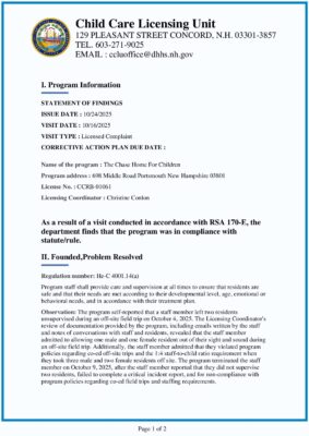 The Chase Home For Children — Statement Of Findings (October 2025)