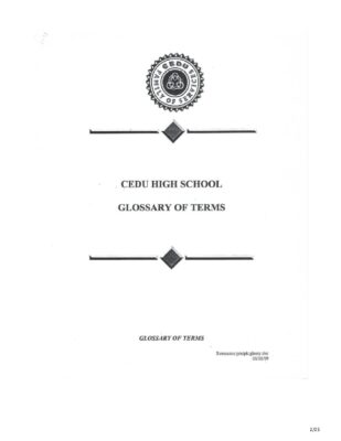 CEDU High School Glossary Of Terms 1999