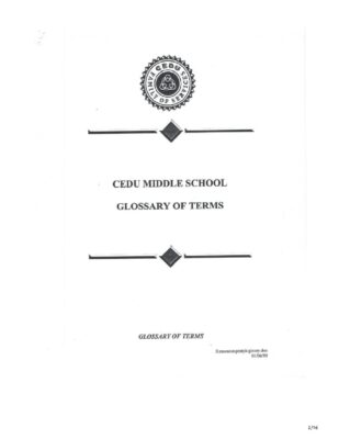 CEDU Middle School Glossary Of Terms 1999