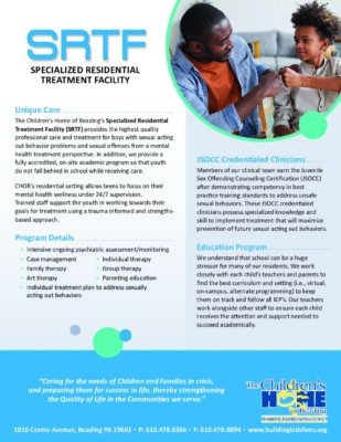 The Children's Home Of Reading Specialized Residential Treatment Facility — Program Brochure (2021)