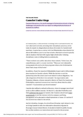 Camelot Under Siege — Propublica 2017