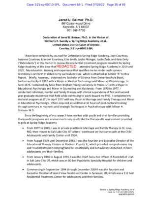Declaration Of Jared U. Balmer