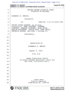Deposition Of Kimberly Sweidy