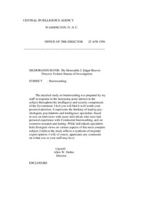 Dulles Brainwashing Memorandum