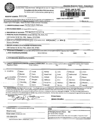 FHW Representative Amendment 2021