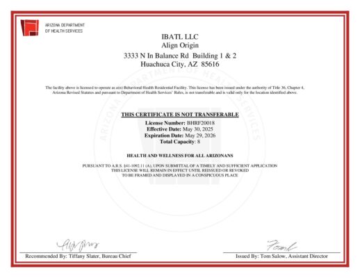 Facility Certificate For Align Origin