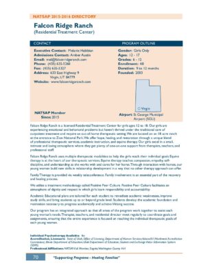 Falcon Ridge Ranch 2015-2016 NATSAP Profile