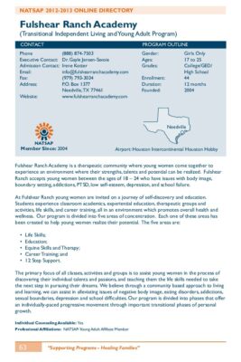 Fulshear Ranch Academy 2012-2013 NATSAP Profile