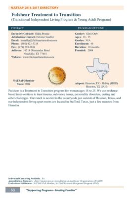 Fulshear Treatment To Transition 2016-2017 NATSAP Profile