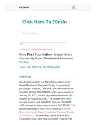 Kids First Foundation - NPI Record 1033262688 (Opennpi)