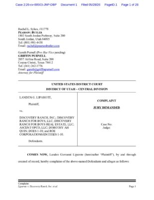 Liparote V Discovery Ranch Complaint