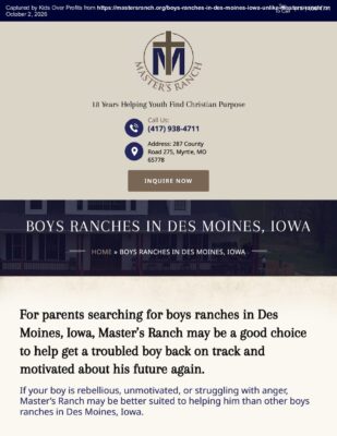 Master's Ranch - Boys Ranches In Des Moines, Iowa (Captured 2026-10-02)