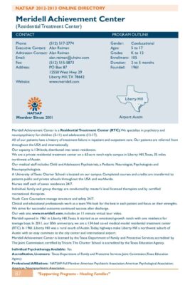 Meridell Achievement Center 2012-2013 NATSAP Profile