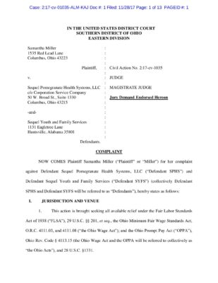 Miller V Sequel Pomegranate Complaint