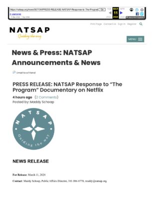 NATSAP Response To The Program Documentary On Netflix (Natsap, 2024-03-11, Wayback Copy)