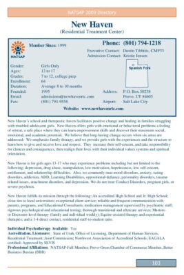 New Haven 2009 NATSAP Profile