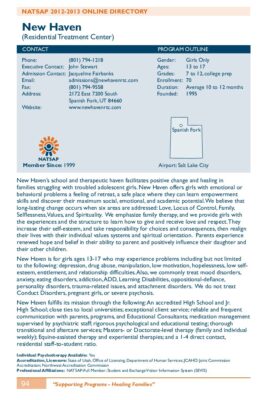 New Haven 2012-2013 NATSAP Profile