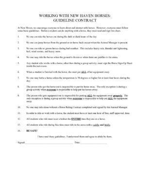 New Haven Horse Contract