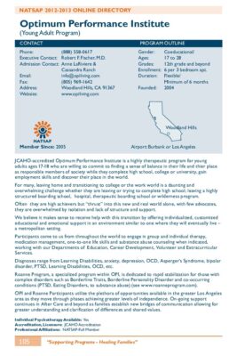 Optimum Performance Institute 2012-2013 NATSAP Profile