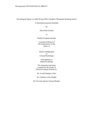 Psychological Impact On Adult Women Who Attended A Therapeutic Boarding School