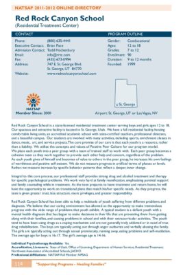 Red Rock Canyon School 2011-2012 NATSAP Profile