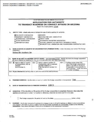 Sedona Sky Academy Filings 2020