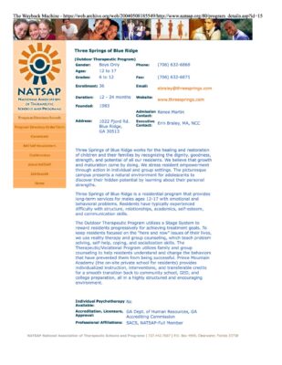 Three Springs Blue Ridge NATSAP 2004