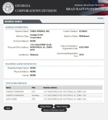 Three Springs Georgia Corp Search