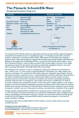 The Pinnacle Schoolselk River 2012-2013 NATSAP Profile