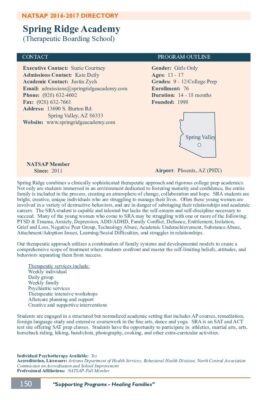 Spring Ridge Academy 2016-2017 NATSAP Profile