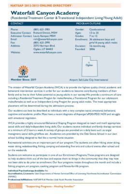 Waterfall Canyon Academy 2012-2013 NATSAP Profile