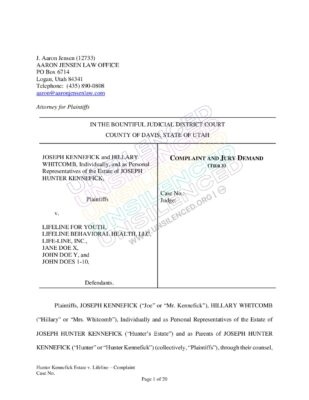 Whitcomb Vs Lifeline Behavioral Health - Complaint