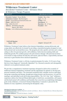 Wilderness Treatment Center 2016-2017 NATSAP Profile